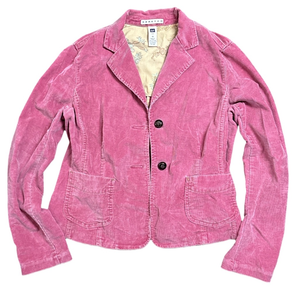 '05 GAP women's pink ribbed corduroy button down blazer, 12 US.